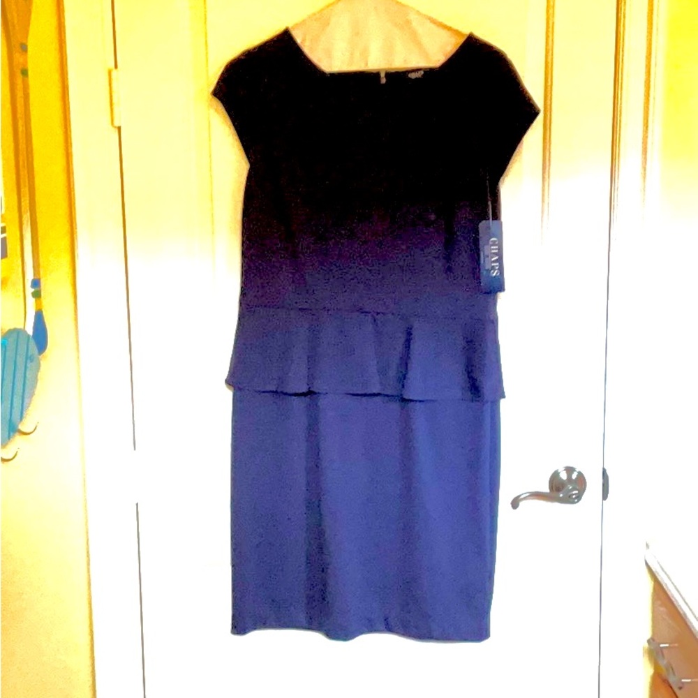 Elegant Navy Blue Cap Sleeve Dress size 16
